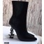 Saint Laurent Zip Opyum Ankle Boots Black with Black Interlocking YSL Logo Heel 11cm