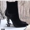 Saint Laurent Opyum Ankle Boots Black with Black Interlocking YSL Logo Heel 11cm