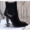 Saint Laurent Opyum Ankle Boots Patent Black with Black Interlocking YSL Logo Heel 11cm