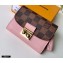 Louis Vuitton Damier Ebene Canvas Croisette Compact Wallet N60208 Magnolia Pink