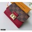 Louis Vuitton Damier Ebene Canvas Croisette Compact Wallet N60216 Red