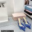 Mach & Mach Heel 8.5cm Crystal Double Bow Pointed Toe Mules PVC Blue 2022