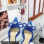 Mach & Mach Heel 8.5cm Crystal Double Bow Pointed Toe Mules PVC Blue 2022