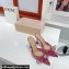 Mach & Mach Heel 8.5cm Crystal Double Bow Pointed Toe Mules PVC Fuchsia 2022