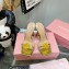 Mach & Mach Heel 9.5cm Rose Flower Mules PVC Gold 2022