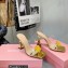 Mach & Mach Heel 9.5cm Rose Flower Mules PVC Gold 2022