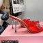 Mach & Mach Heel 8.5cm Crystal Double Bow Mules PVC Red 2022