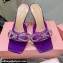 Mach & Mach Heel 8.5cm Crystal Double Bow Mules PVC Purple 2022