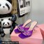 Mach & Mach Heel 8.5cm Crystal Double Bow Mules PVC Purple 2022