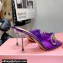 Mach & Mach Heel 8.5cm Crystal Double Bow Mules PVC Purple 2022