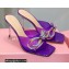 Mach & Mach Heel 8.5cm Crystal Double Bow Mules PVC Purple 2022