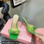 Mach & Mach Heel 8.5cm Crystal Double Bow Mules PVC Green 2022