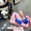 Mach & Mach Heel 8.5cm Crystal Double Bow Mules PVC Blue 2022