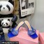 Mach & Mach Heel 8.5cm Crystal Double Bow Mules PVC Blue 2022