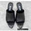 Prada Heel 9cm triangle logo Brushed leather slides Black 2022