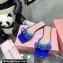 Mach & Mach Crystal Double Bow Slides PVC Blue 2022