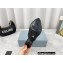 Prada Heel 9cm triangle logo Brushed leather slides Black 2022
