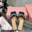 Mach & Mach Crystal Double Bow Slides Satin Black 2022