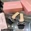 Mach & Mach Crystal Double Bow Slides Satin Black 2022