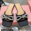 Mach & Mach Crystal Double Bow Slides Satin Black 2022