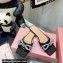Mach & Mach Crystal Double Bow Slides Satin Black 2022
