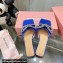 Mach & Mach Crystal Double Bow Slides Satin Blue 2022