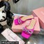 Mach & Mach Crystal Double Bow Slides Satin Fuchsia 2022