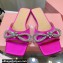 Mach & Mach Crystal Double Bow Slides Satin Fuchsia 2022