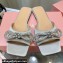 Mach & Mach Crystal Double Bow Slides Satin Silver 2022