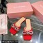 Mach & Mach Crystal Double Bow Slides Satin Red 2022