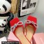 Mach & Mach Crystal Double Bow Slides Satin Red 2022