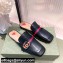 Gucci Double G Leather slipper 423694 Web Black 2022