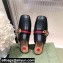 Gucci Double G Leather slipper 423694 Web Black 2022