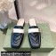 Gucci Double G Leather slipper 423694 Chevron Black 2022