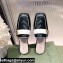 Gucci Double G Leather slipper 423694 Chevron Black 2022