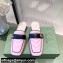 Gucci Double G Leather slipper 423694 Chevron Pink 2022