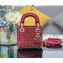Lady Dior Micro Bag in red Calfskin with Embroidered Strass  2024