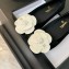 Chanel velvet camellia pumps suede black/white 2024