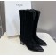 CELINE Black suede fringed boots heel4.5cm 2024