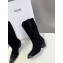 CELINE Black suede fringed boots heel4.5cm 2024