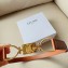 Celine Women Small Block Triomphe Belt in Taurillon Leather-Brown 2024