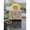 Dior Sac Lady Dior Mini Cuir de veau à broderie Cannage Flower vert multicolore-01 M0505 2024