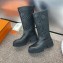 HERMES Mosaique Mosaic Knee-high Boots Women's Black heel 4.5cm 2024 