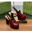 gucci Women's Horsebit platform loafer slingback rosso ancora red heel 14cm 2024
