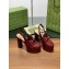 gucci Women's Horsebit platform loafer slingback rosso ancora red heel 14cm 2024