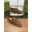 gucci Men's loafer with Horsebit olive green suede 2024