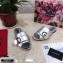 Dolce & Gabbana Leather Flat Sliders Silver With Baroque D&G Logo 2021