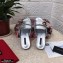 Dolce & Gabbana Leather Flat Sliders Silver With Baroque D&G Logo 2021