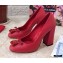 Dolce & Gabbana Block Heel 10.5cm Leather Sicily Pumps Red 2021