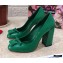 Dolce & Gabbana Block Heel 10.5cm Leather Sicily Pumps Green 2021